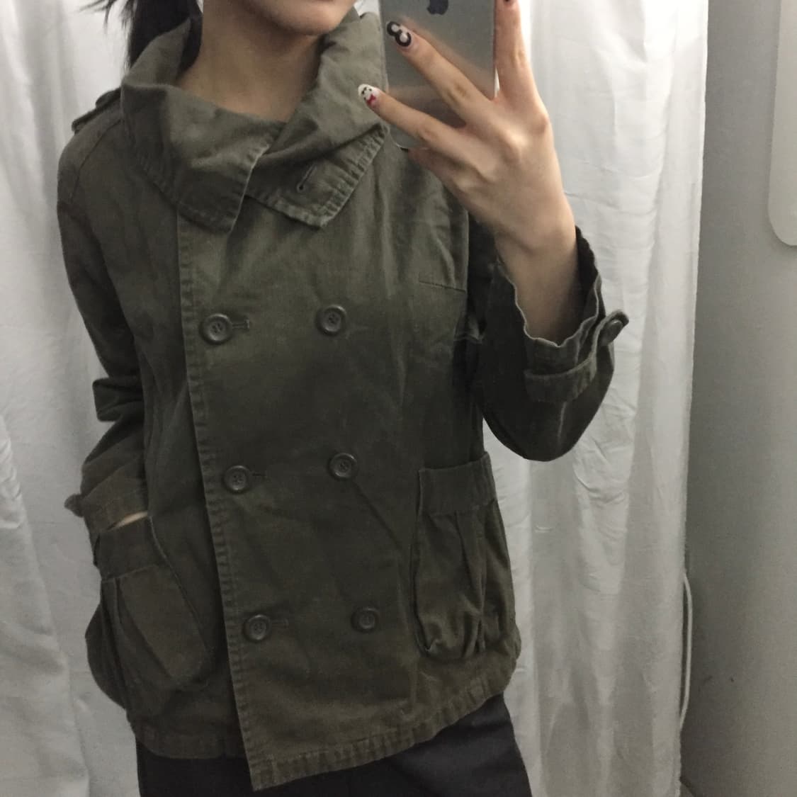 Estacot 하구미 모리걸 하이넥 카키 야상 숏자켓 상품이미지2