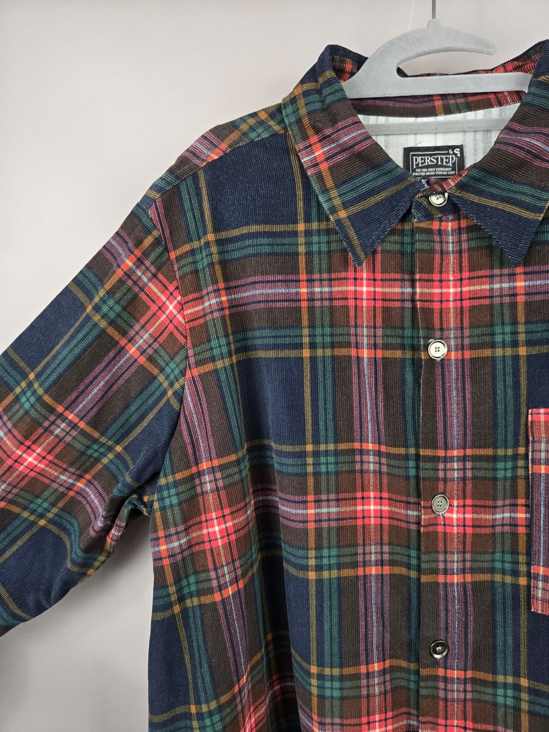 [무료배송]퍼스텝 L 남성 오버핏 코튜로이 골덴 체크 셔츠 상품이미지3