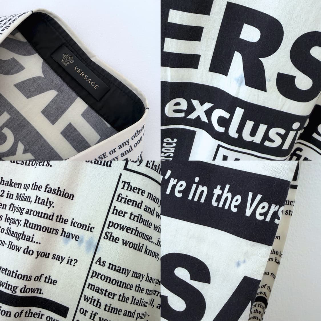 베르사체 빈티지 뉴스 페이퍼 프린트 긴팔 셔츠 존 갈리아노 상품이미지8