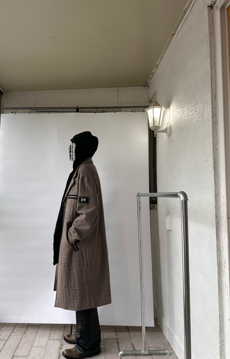 OY check pattern long coat 상품이미지5