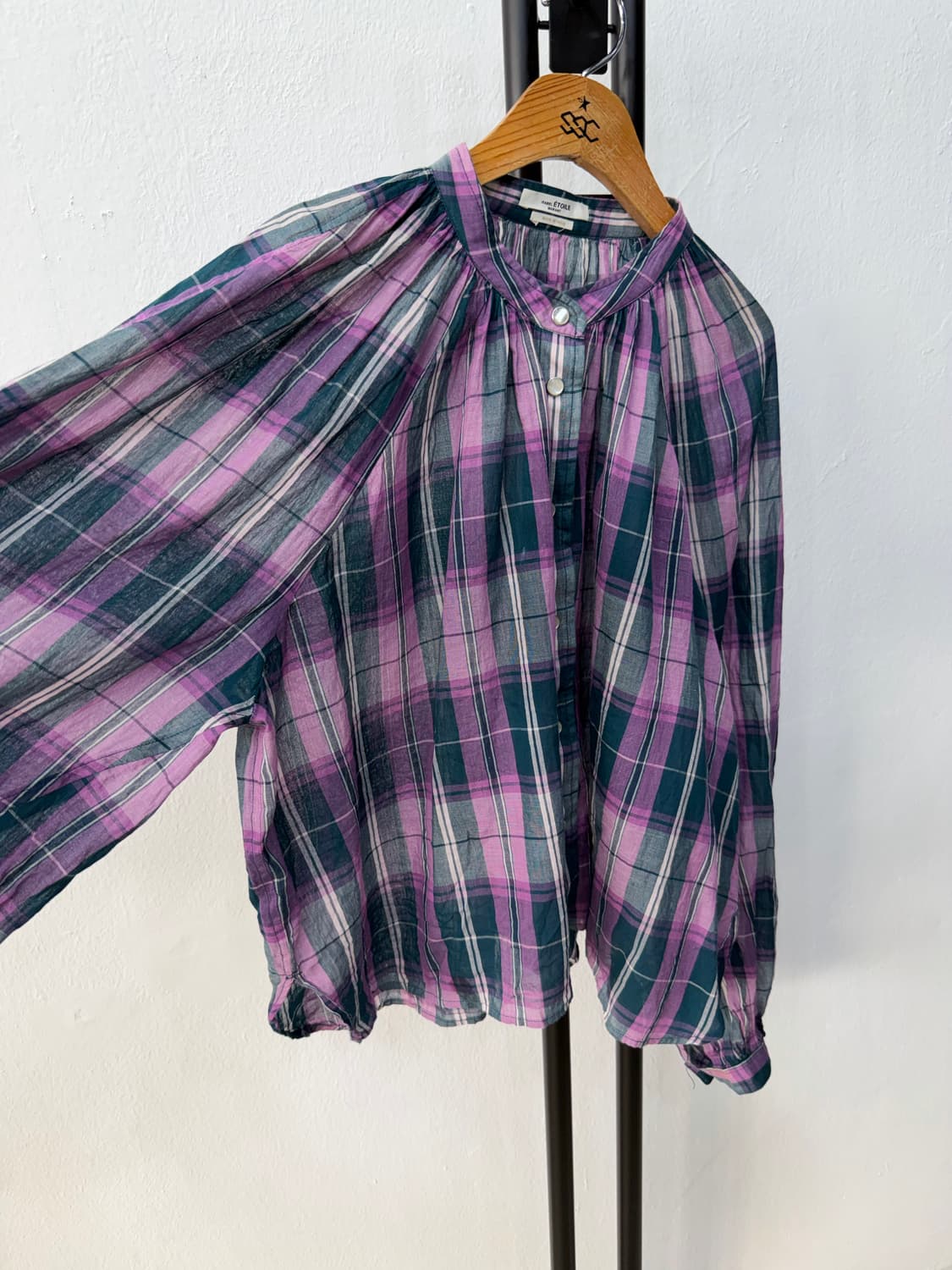 정품) 이자벨마랑 오버사이즈 체크 블라우스 셔츠 40  상품이미지2