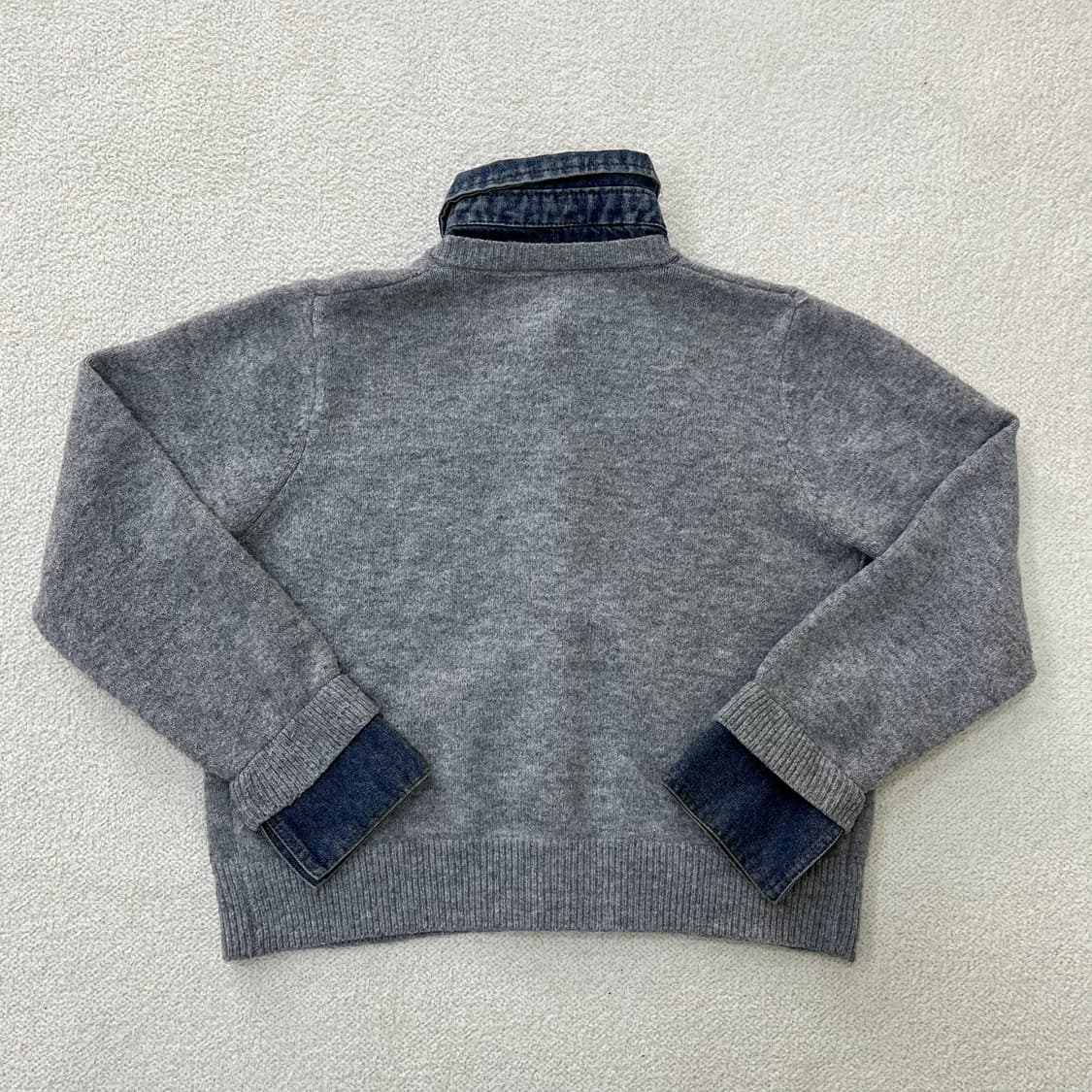 실측확인 빈티지 레이어드 데님 니트 0316M 상품이미지2