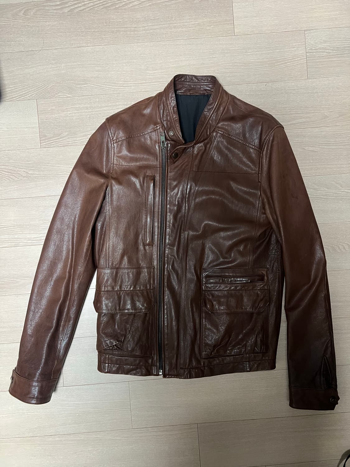 Lamb skin 가죽 자켓 브라운 상품이미지1