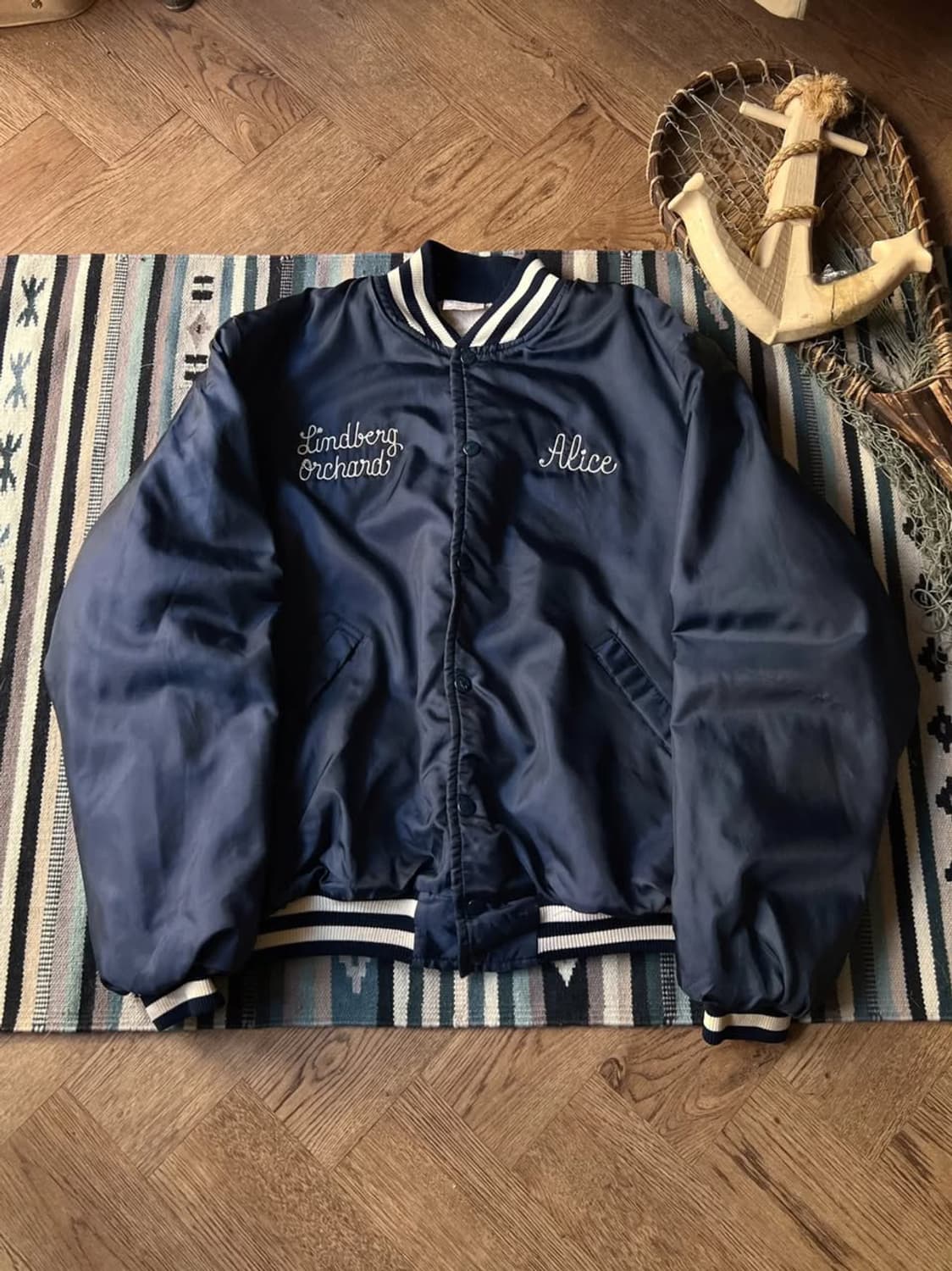 [L]90's Made in USA 체인 스티치 쉐르파 바시티 자켓 상품이미지1
