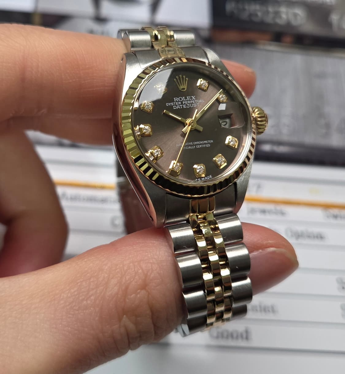 롤렉스 데이저스트 6917 초코판 10P다이아 쥬빌리줄 여성용 (감정서  상품이미지4