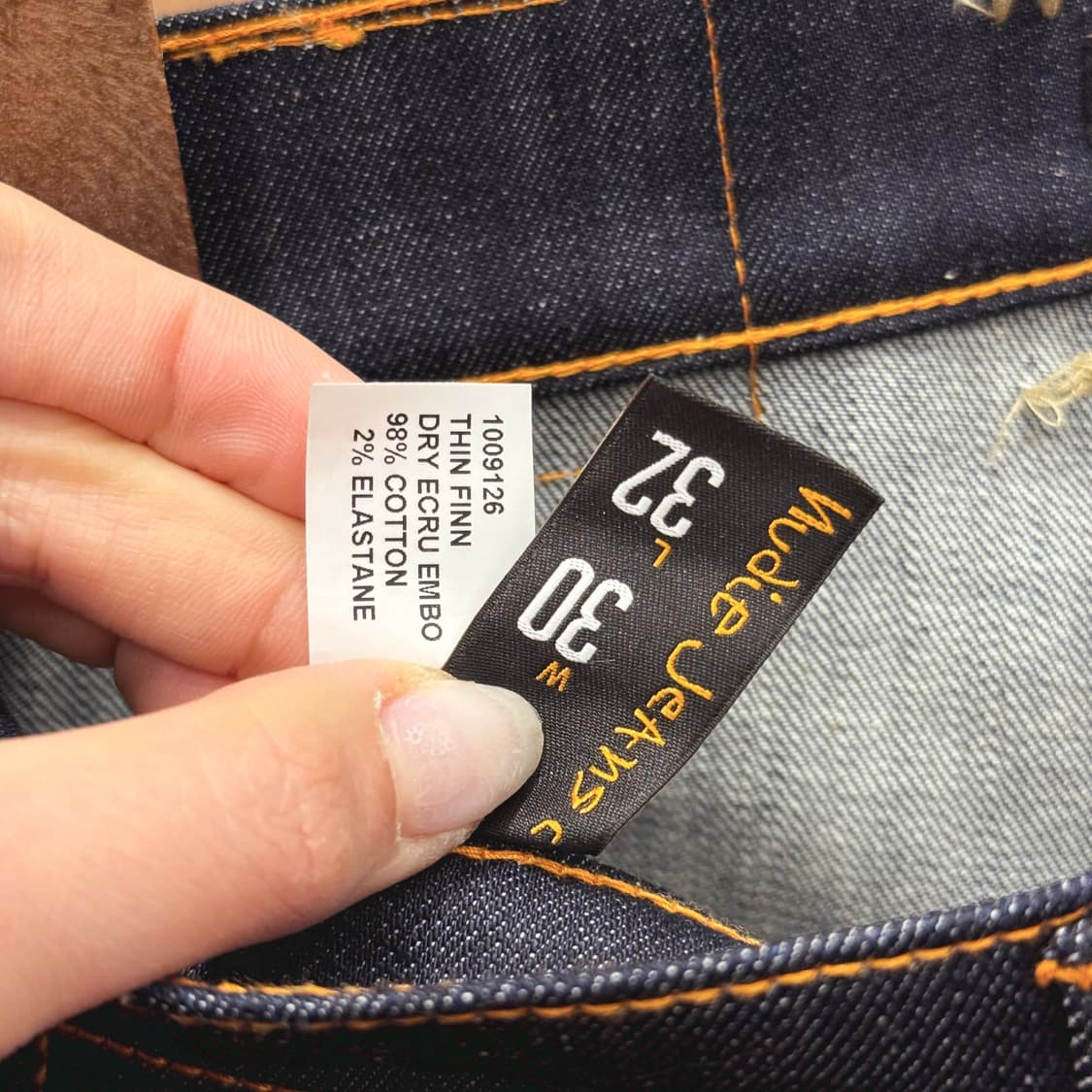 누디 진스 씬핀 데님 팬츠 워싱 오가닉 스크래치 다크 인디고 상품이미지8