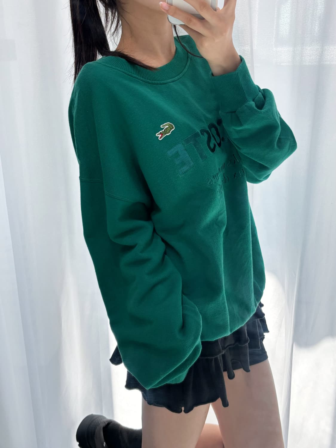 Lacoste 슈미즈 라코스테 그린 로고 맨투맨  상품이미지3