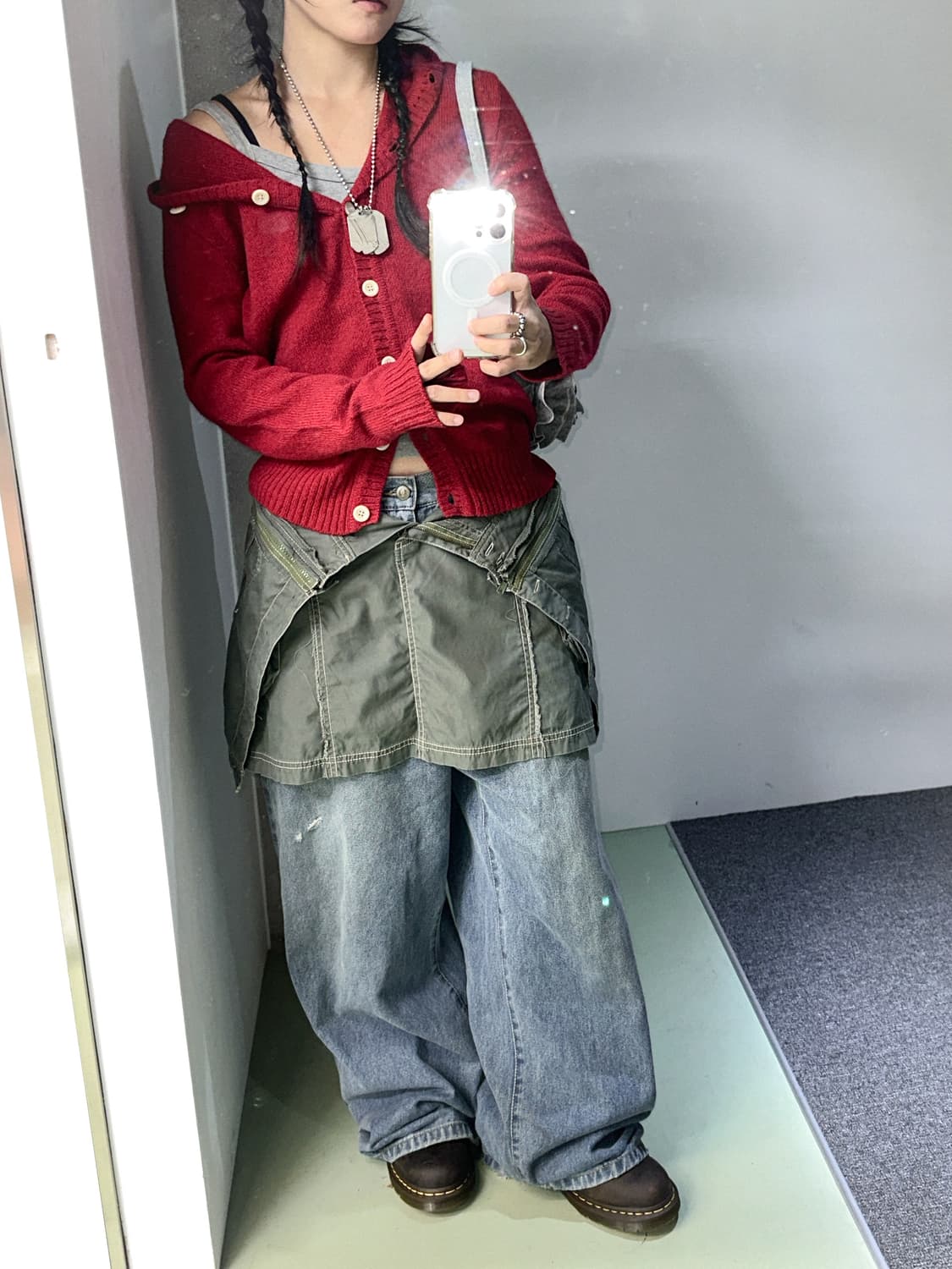 red knit hood cardigan 상품이미지4