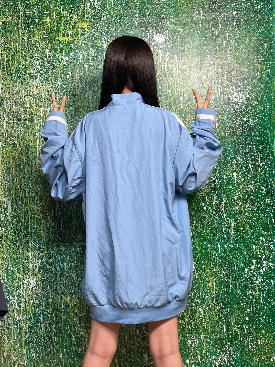 아디다스 스카이블루 화이트 삼선 바람막이 자켓 4XL  상품이미지5