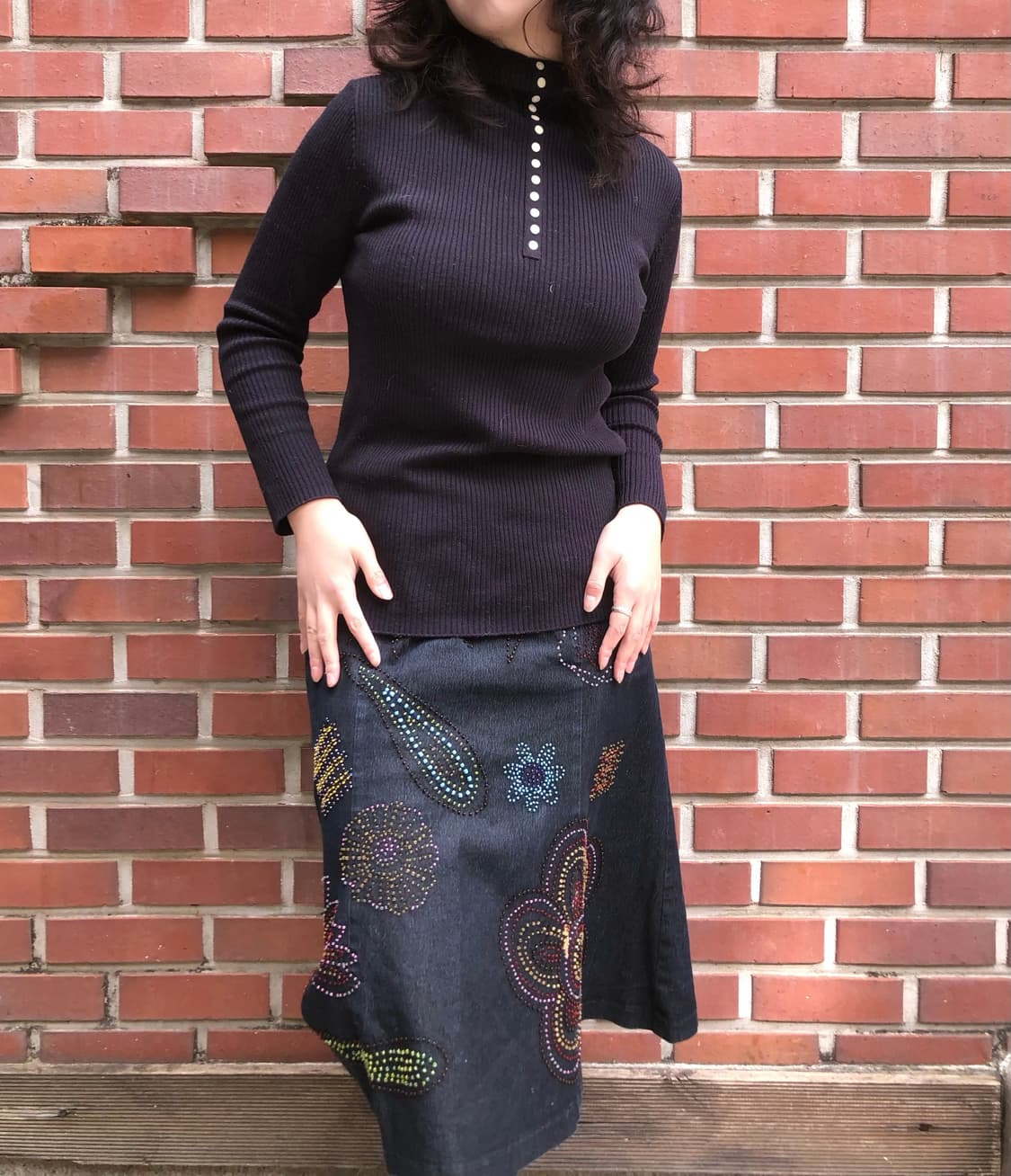 beads denim skirt 상품이미지4