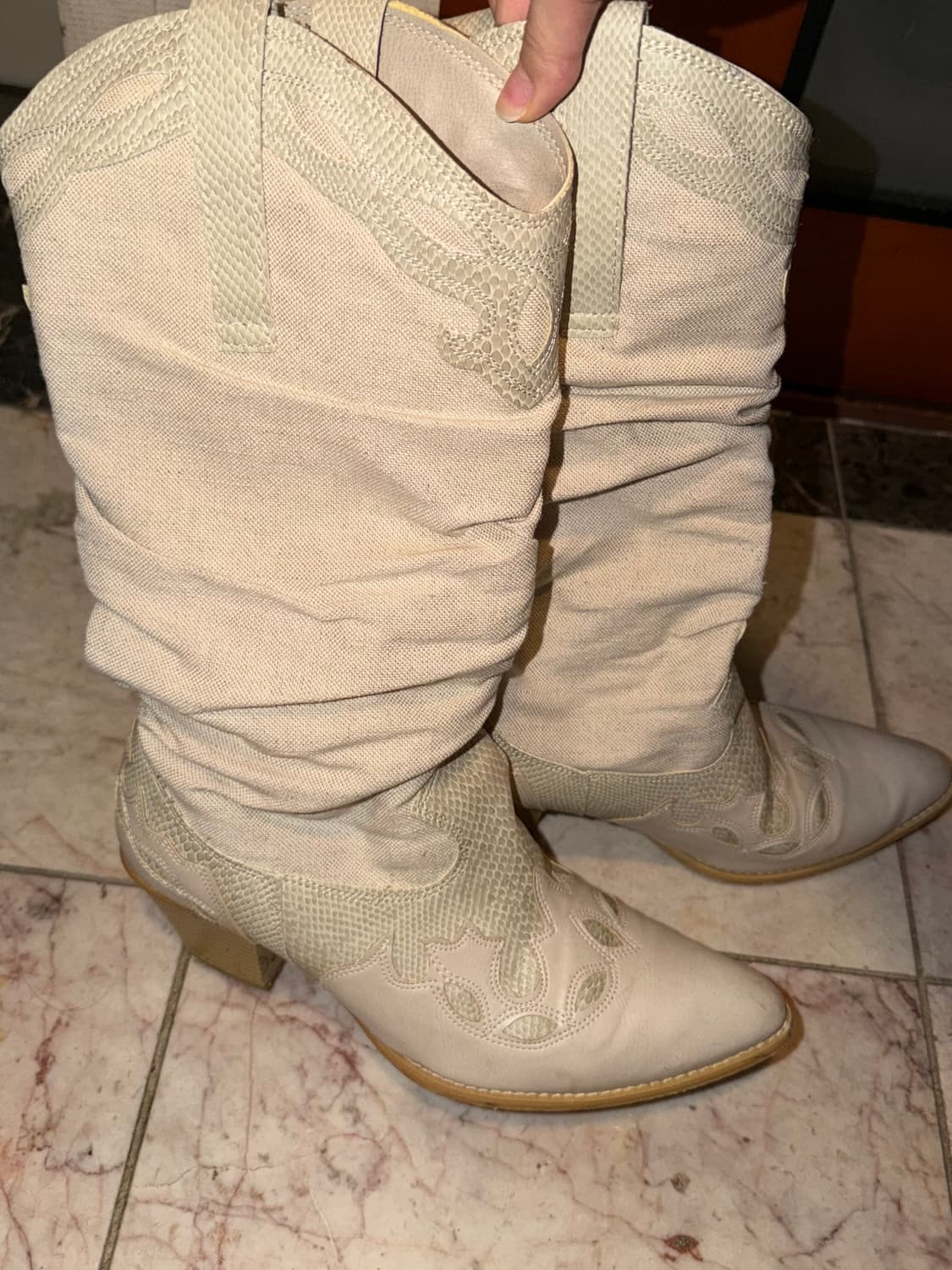 빈티지 린넨 레더 웨스턴 부츠 240 상품이미지2