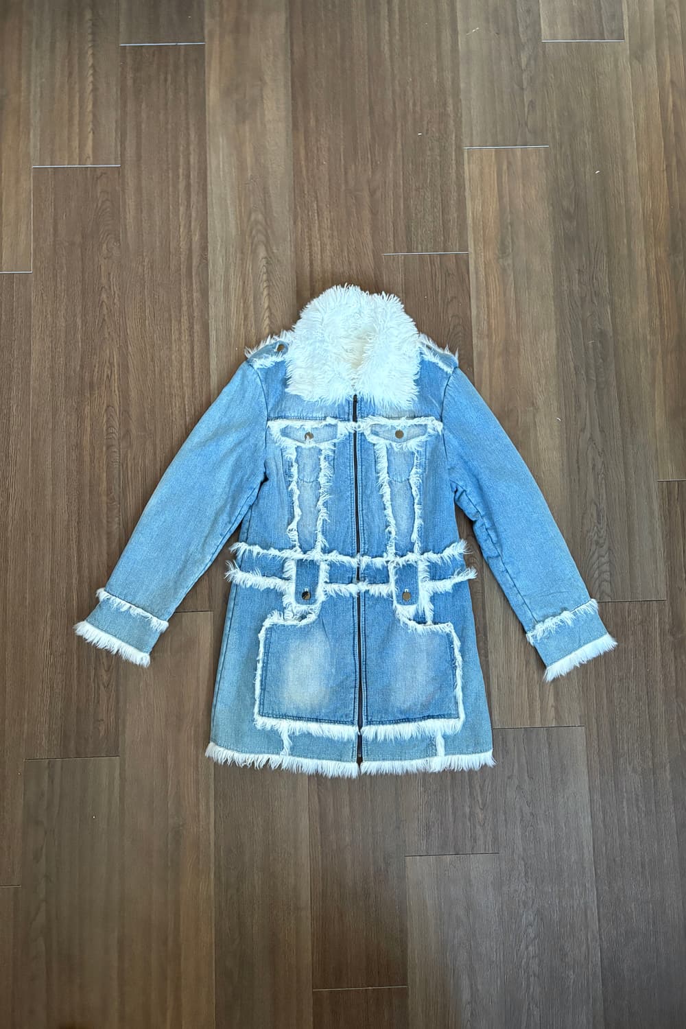 Denim Fur Trimming Coat 상품이미지4