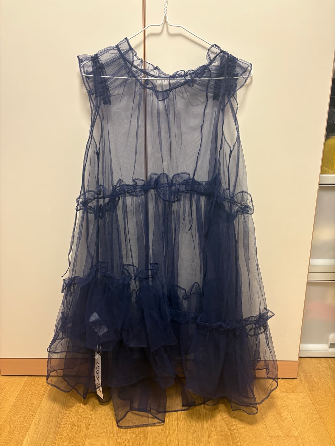 Mesh ribbon ruffle dress(navy) 상품이미지6
