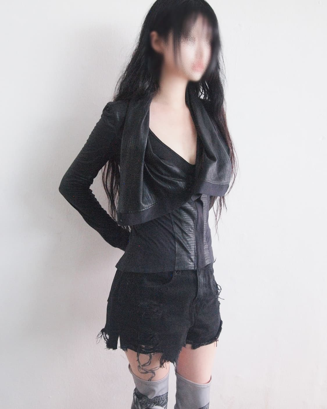 고딕 아방가르드 파이톤 하이넥 드레이프 라이더 져지 상품이미지3