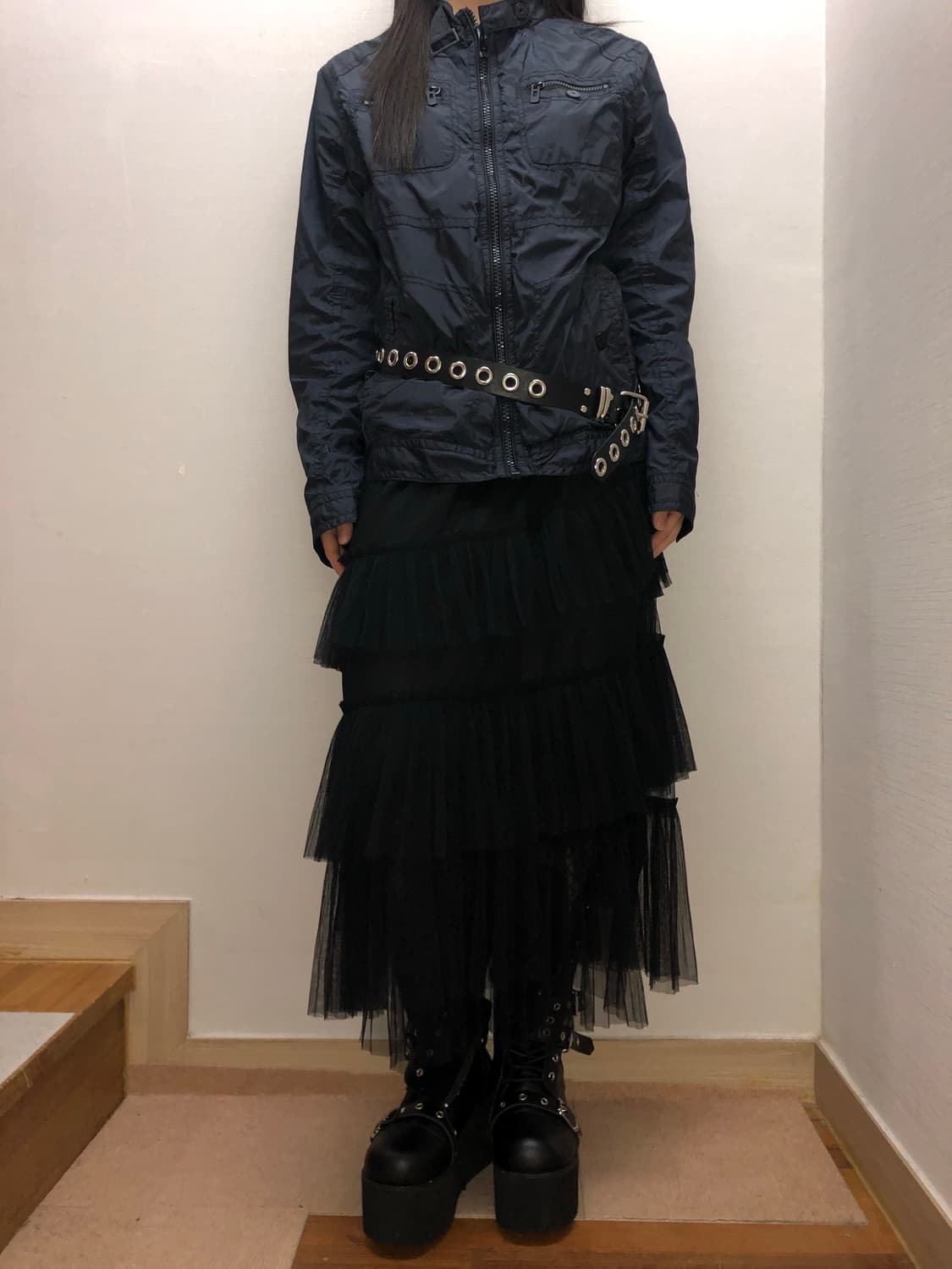 빈티지 블랙 펑크 포켓 바람막이 상품이미지5