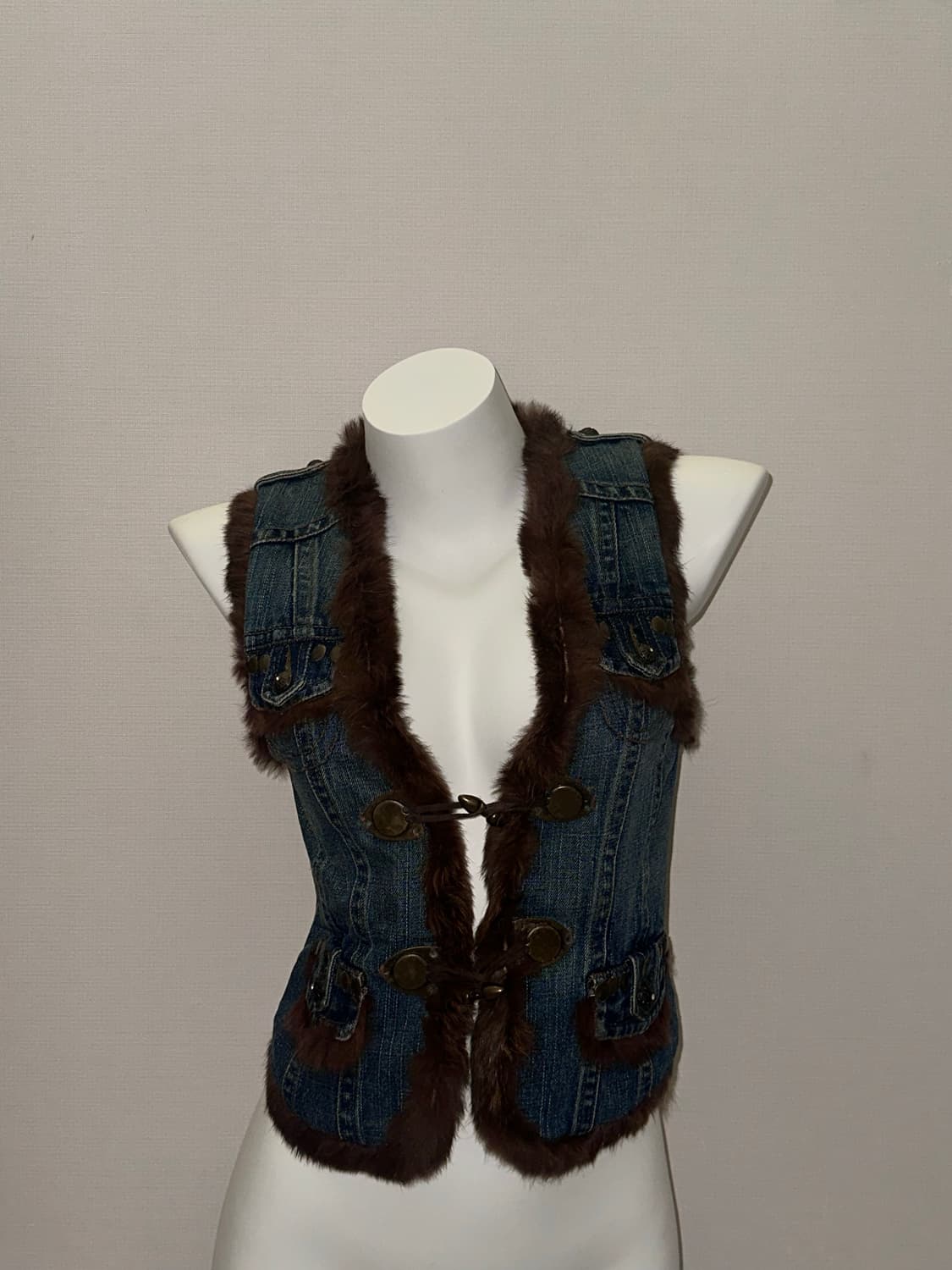 빈티지 퍼 청자켓 베스트 상품이미지6