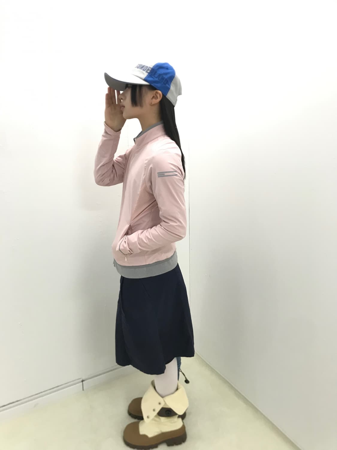 Hazzys navy belted basic midi skirt 상품이미지6