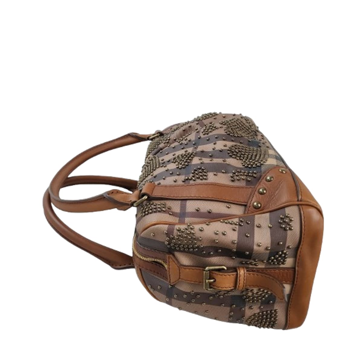 정품 버버리 스모키브라운 노바체크 하트 스터드 토트백 상품이미지5