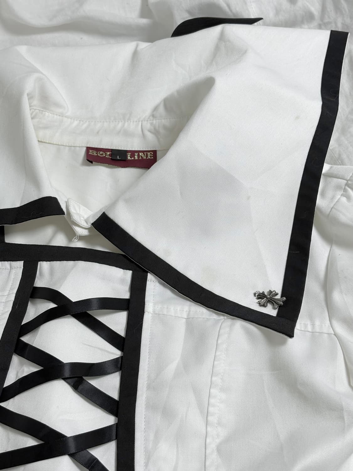 Bodyline 바디라인 고스로리 로리타 화이트 세일러 아일렛 블라우스 상품이미지3