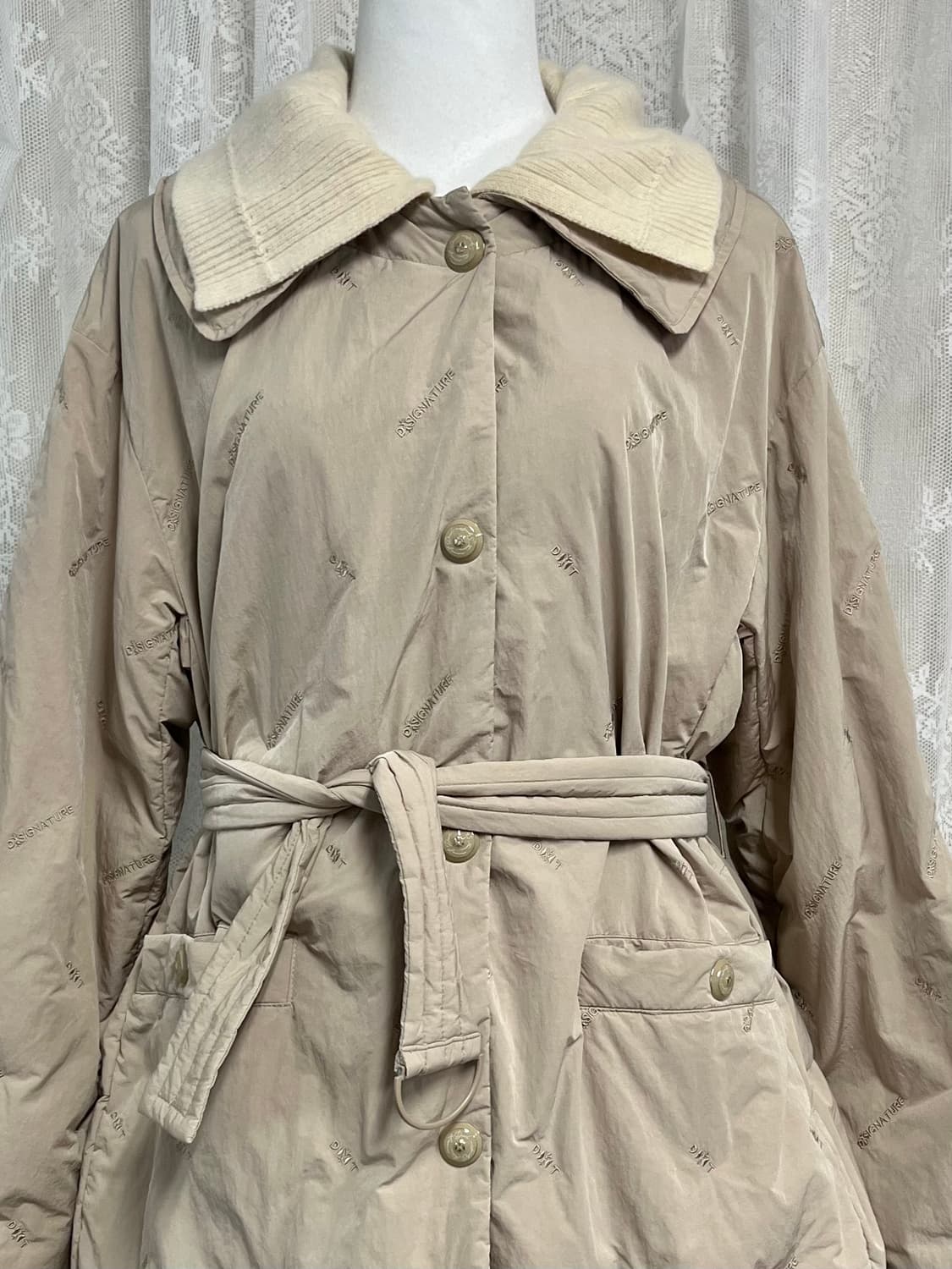 55) 듀엘 DEWL 니트 카라 구스다운 패딩 베이지 상품이미지4