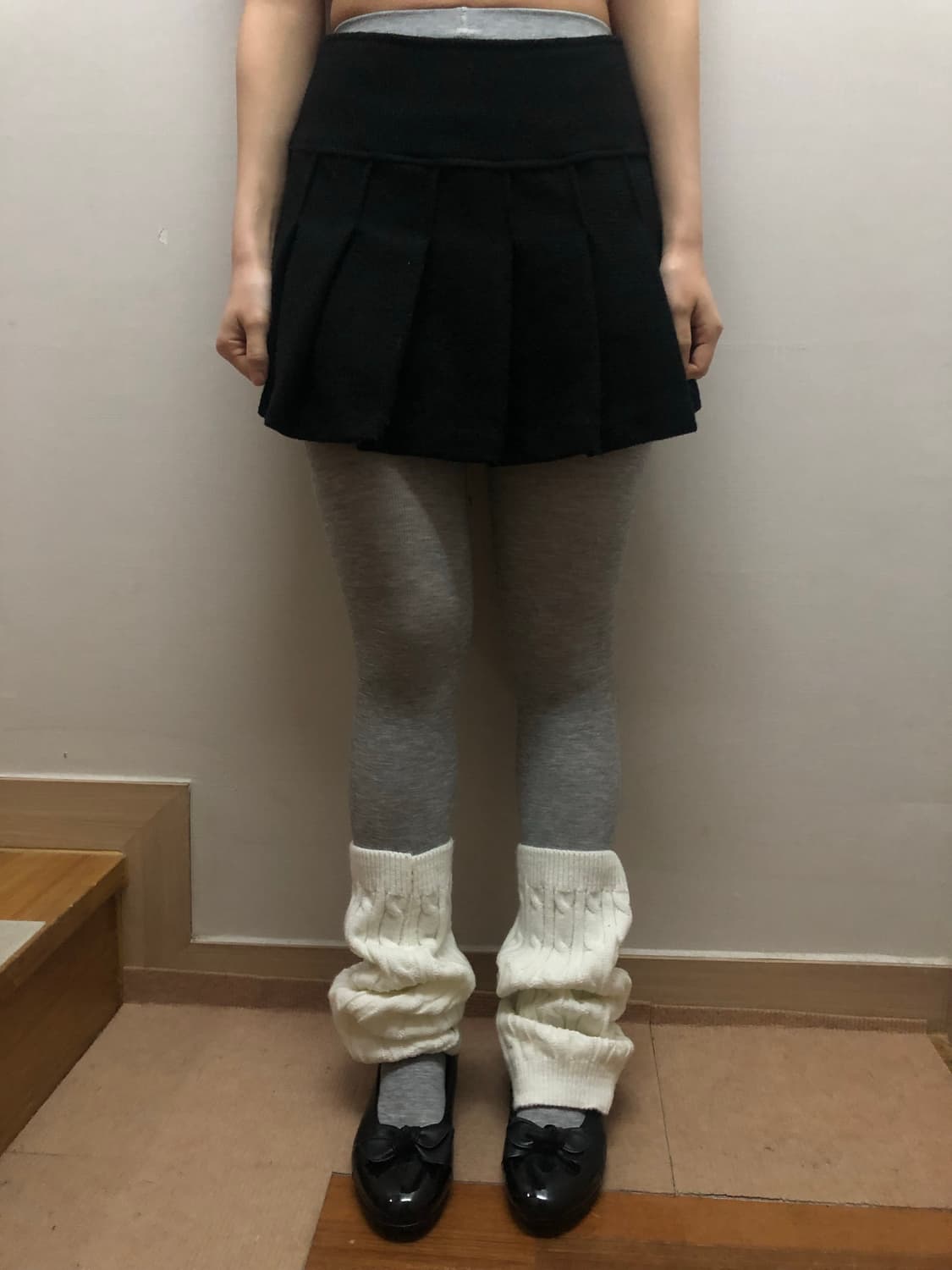 빈티지 블랙 플리츠 울 미니 스커트 상품이미지1