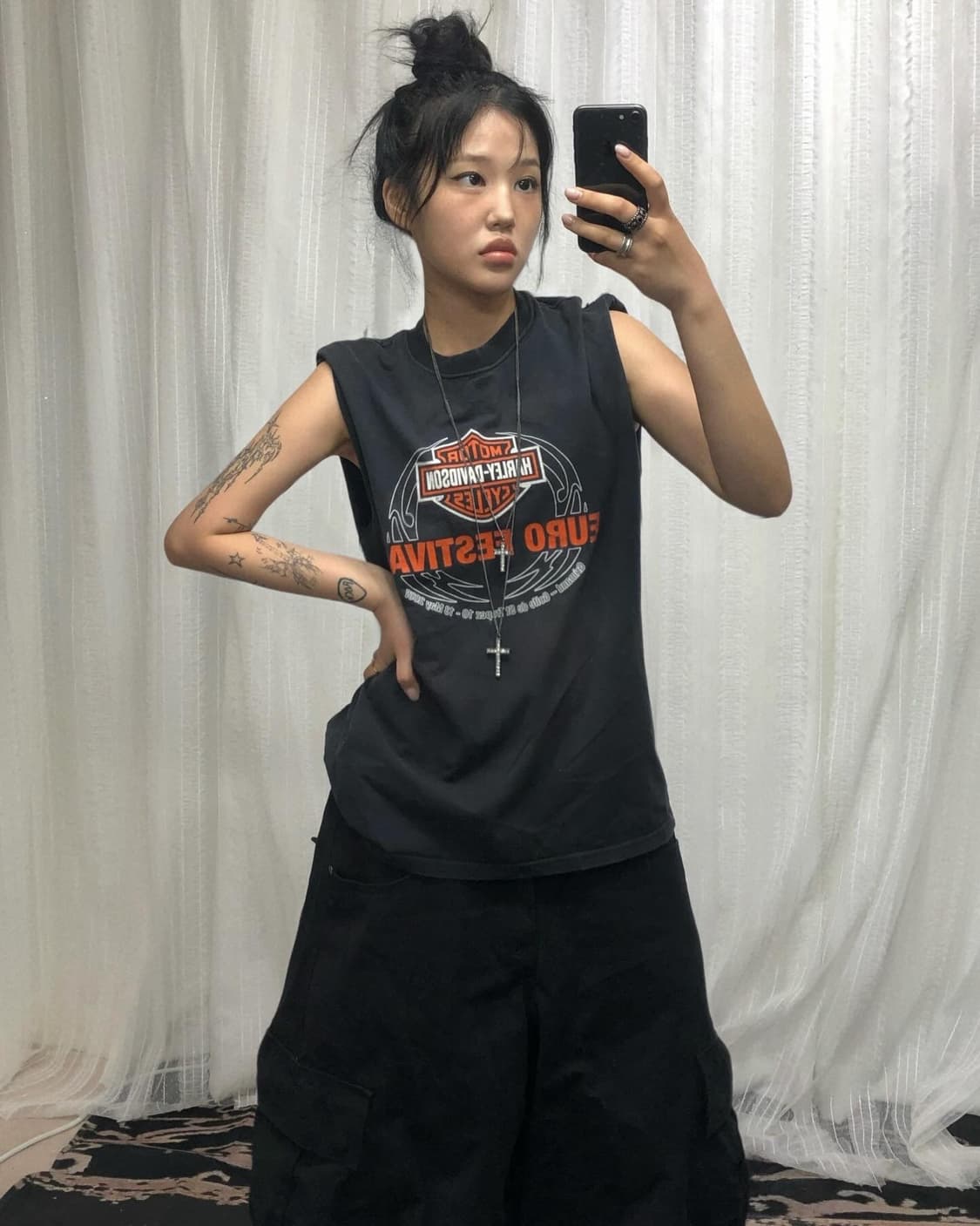 할리데이비슨 블랙 빅 로고 슬리브리스 상품이미지1
