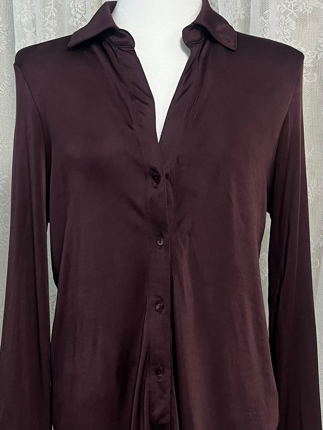 XS) 마시모두띠 비스코스 셔츠 블라우스 버건디 상품이미지3