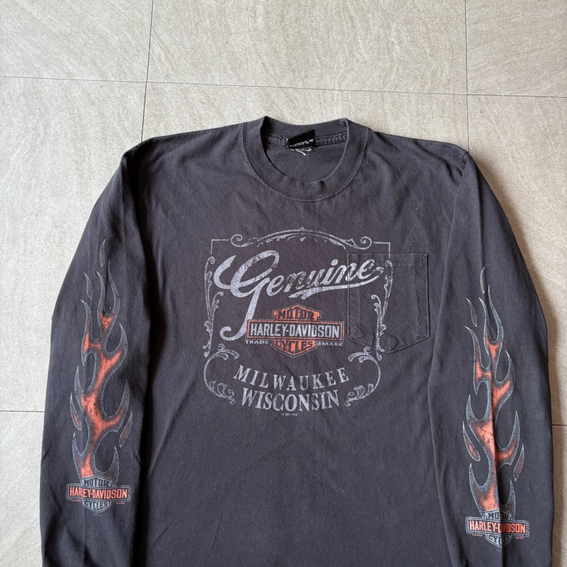 할리데이비슨 정품 블랙 긴팔 플레임 티셔츠 상품이미지3
