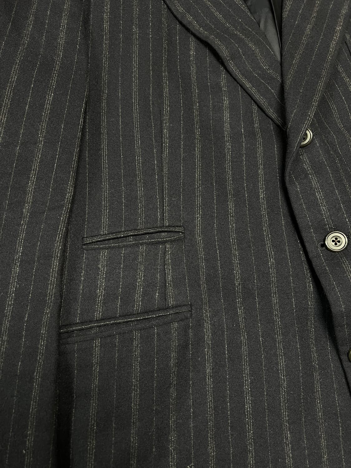 [XL] 빈티지 네이비 울 피크드 라펠 체크 블레이저 상품이미지4