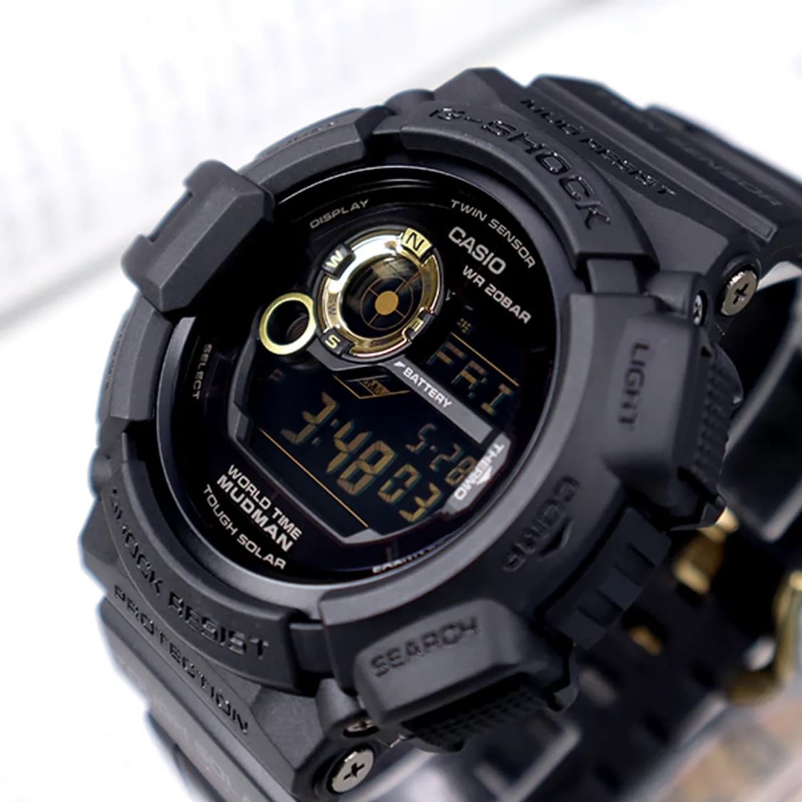 지샥 G-SHOCK 머드맨 MUDMAN 블랙 골드 금장 디지털 태양광 상품이미지9