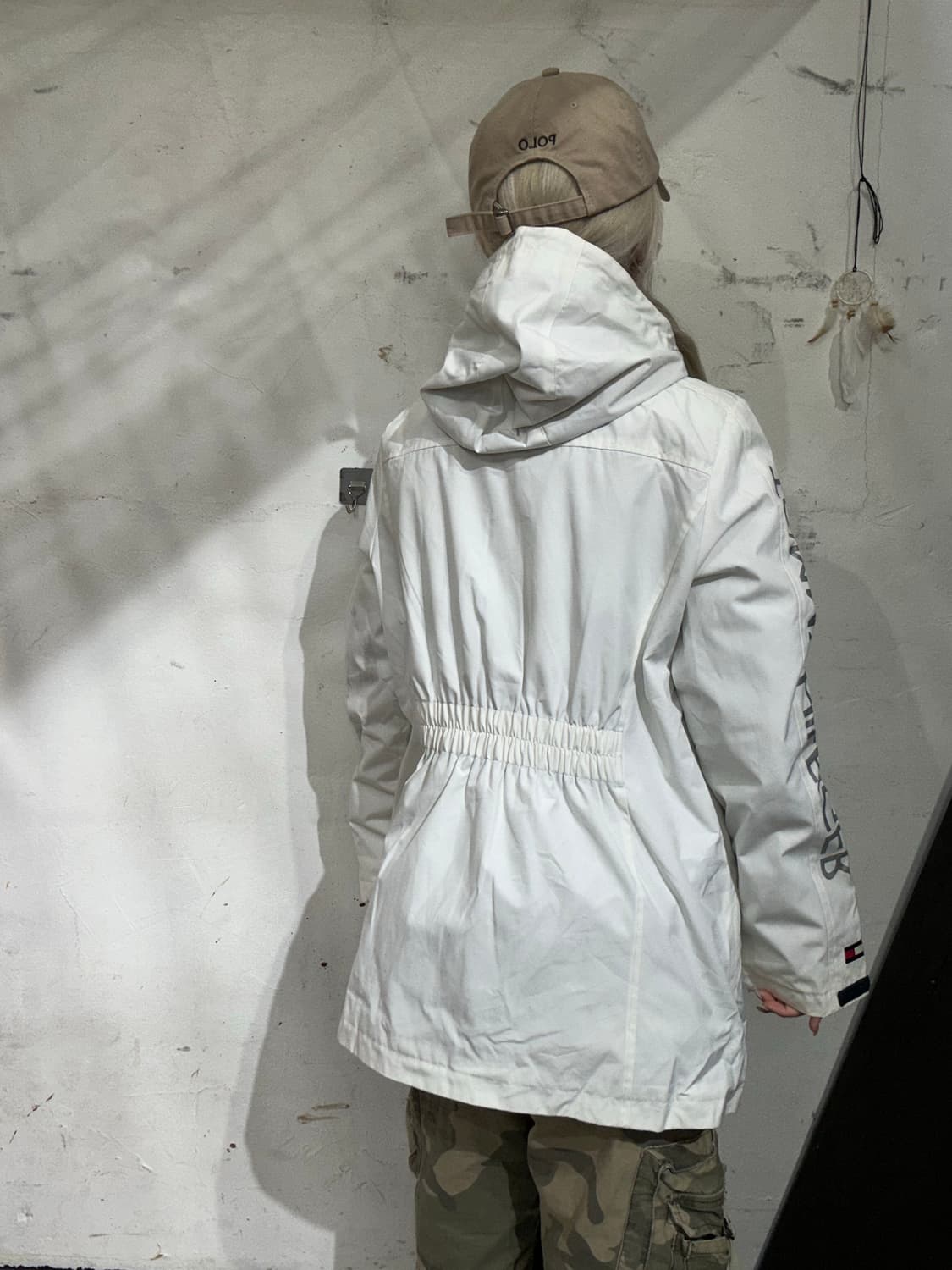 타미 힐피거 화이트 사이드 라인 바람막이 오버핏 트랙 자켓 M 상품이미지3