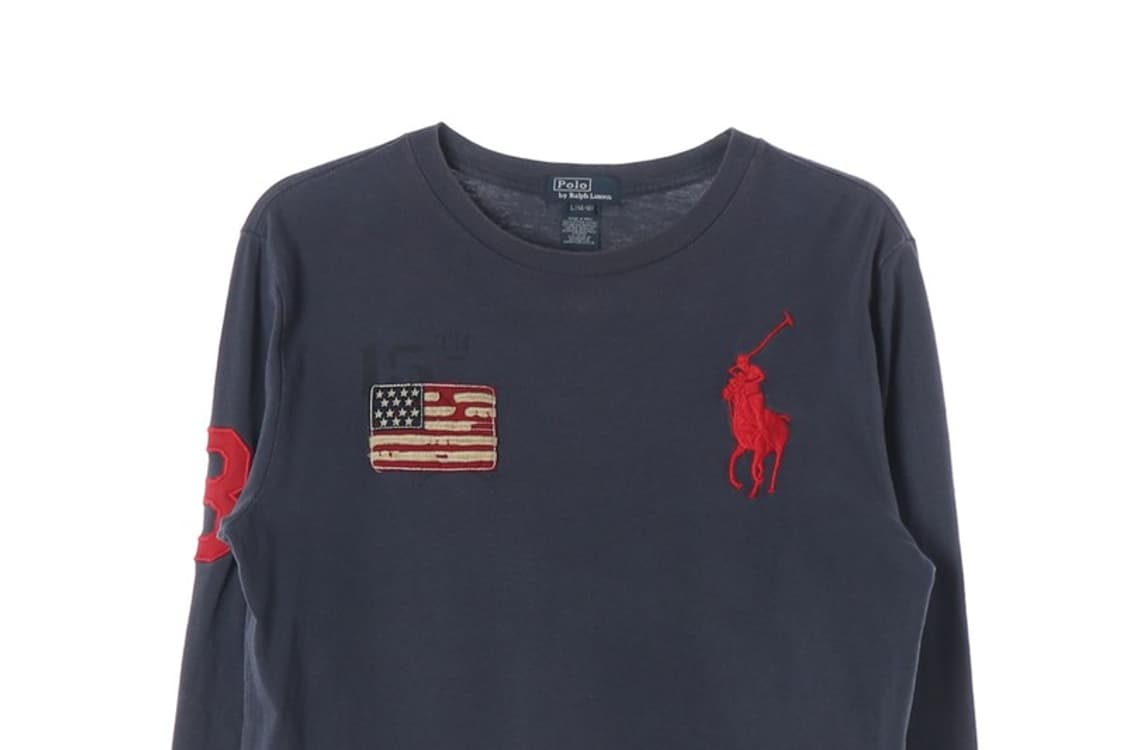 폴로 랄프로렌 빅포니 성조기 패치 롱슬리브 네이비 L 14-16 상품이미지3