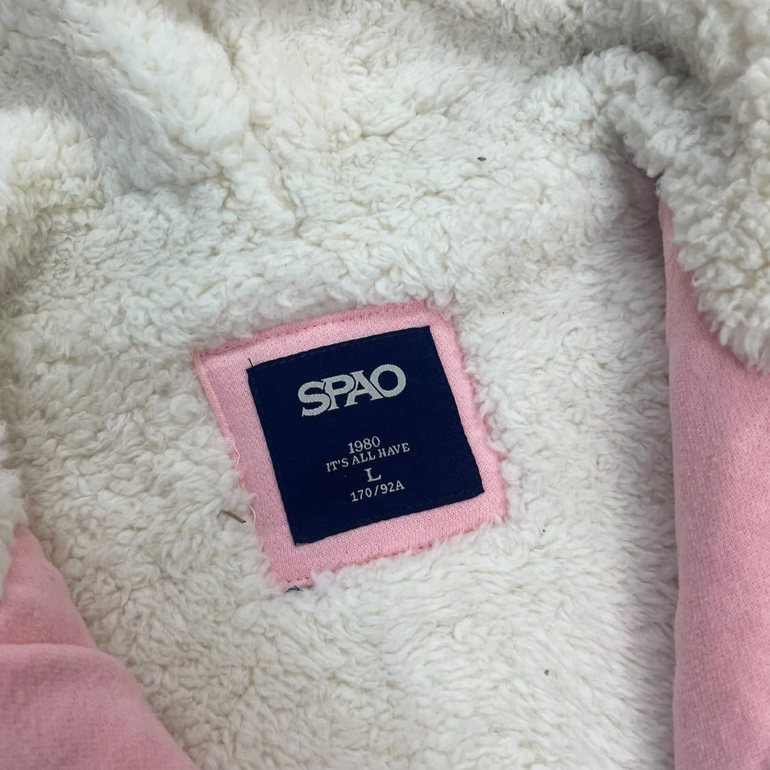 스파오 울프죠 후드퍼 집업 핑크 상품이미지4