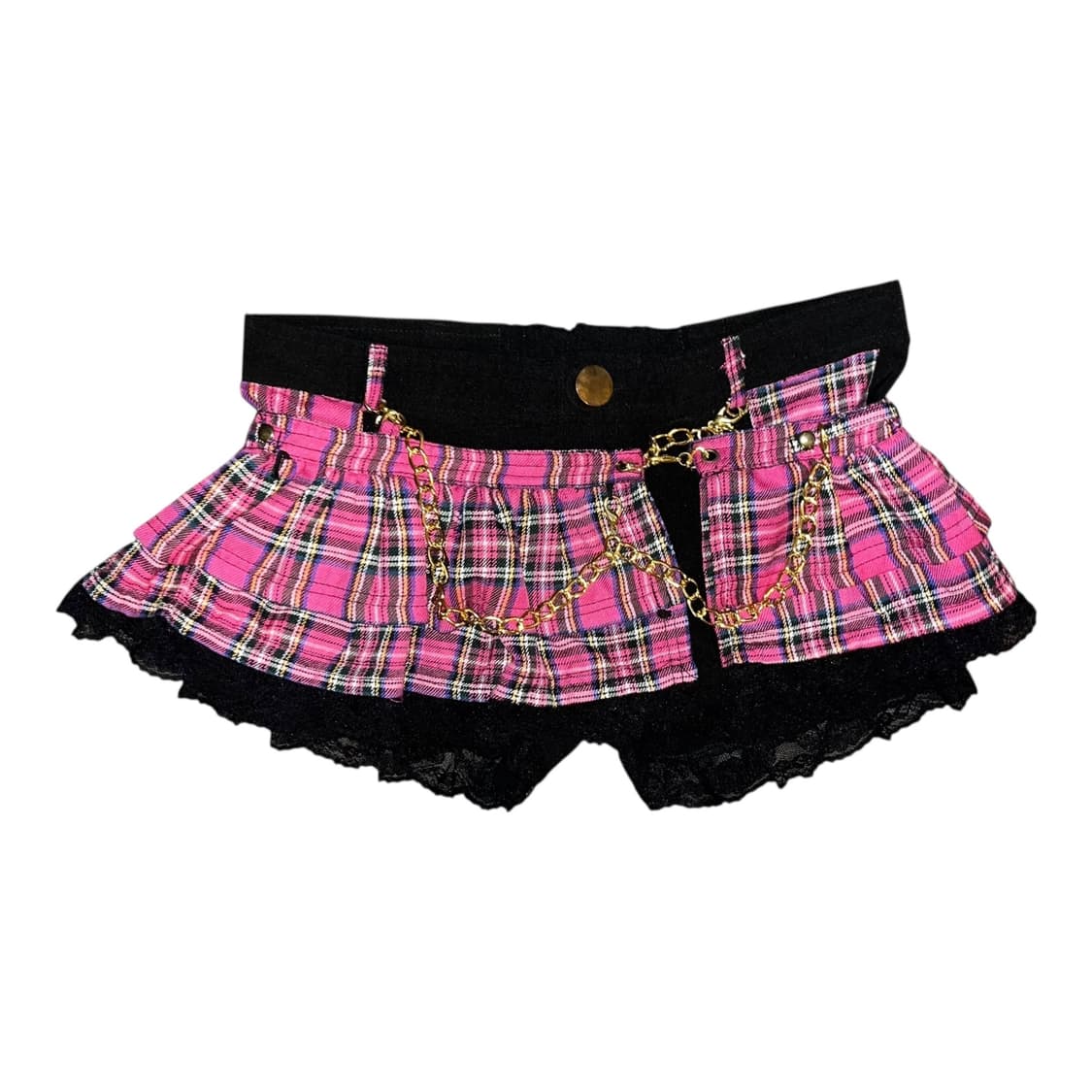 타탄체크 레이스 랩 스커트 팬츠 갸루y2k펑크 상품이미지1