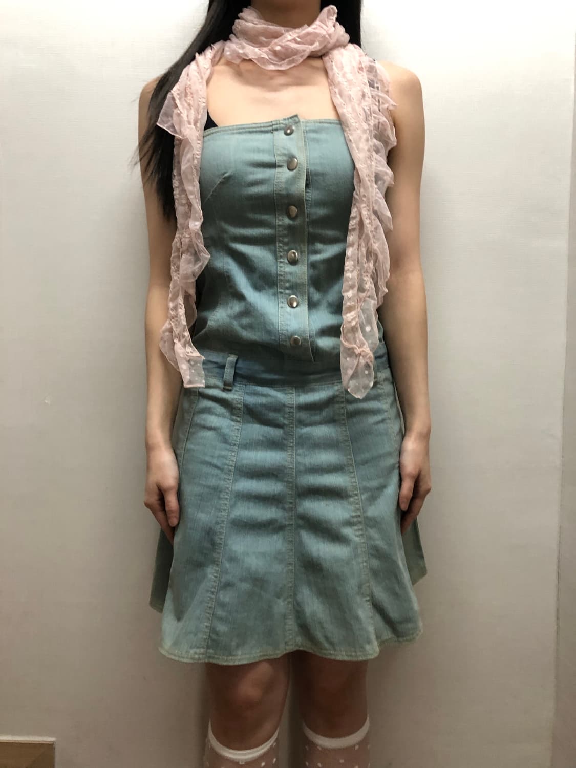 빈티지 핑크 프릴 스카프 상품이미지4