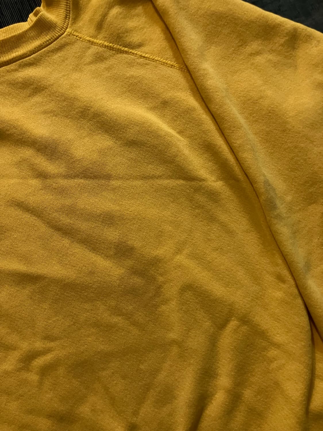 60~70s 오리지널 빈티지 노브랜드 트래쉬드 스웻셔츠 머스타드 옐로우 상품이미지5