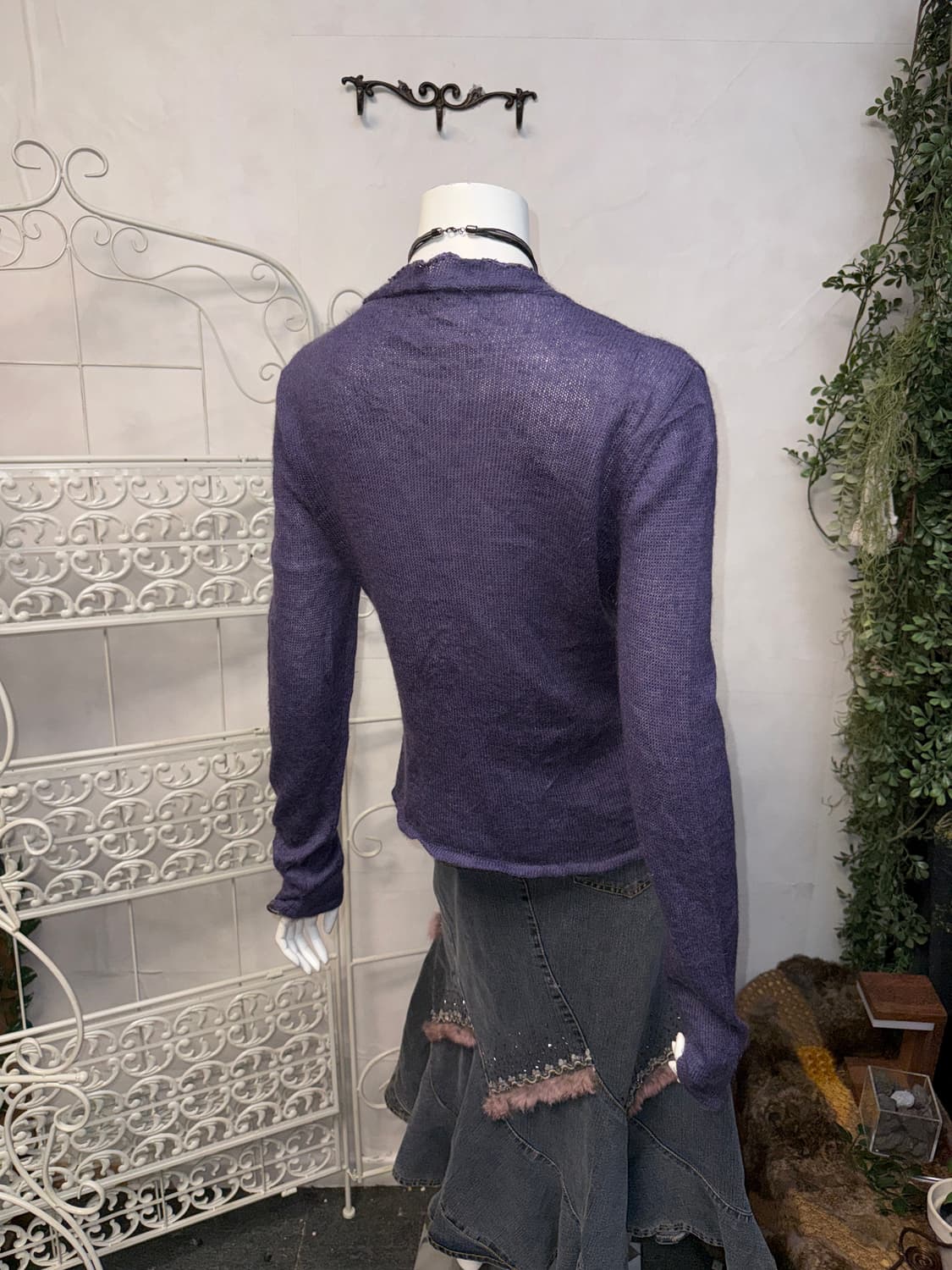 Purple fairy beads mohair cardigan  상품이미지3