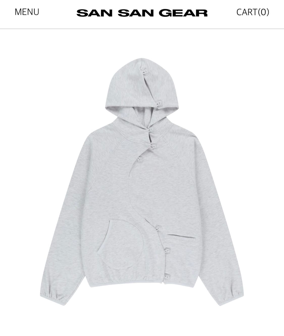 산산기어 버튼후디 화이트멜란지 상품이미지3