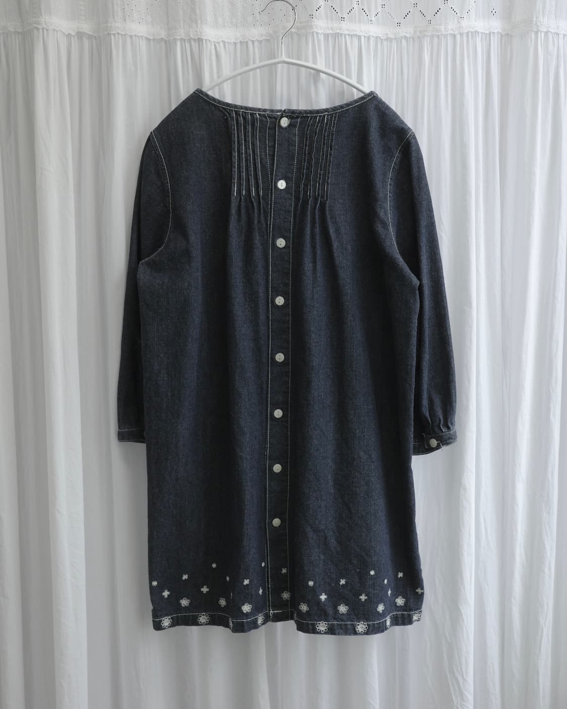 Denim flower point dress 상품이미지3