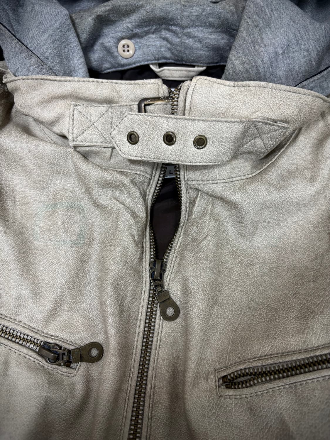 Dirty Washed Neck Buckle Detail Jacket 상품이미지7