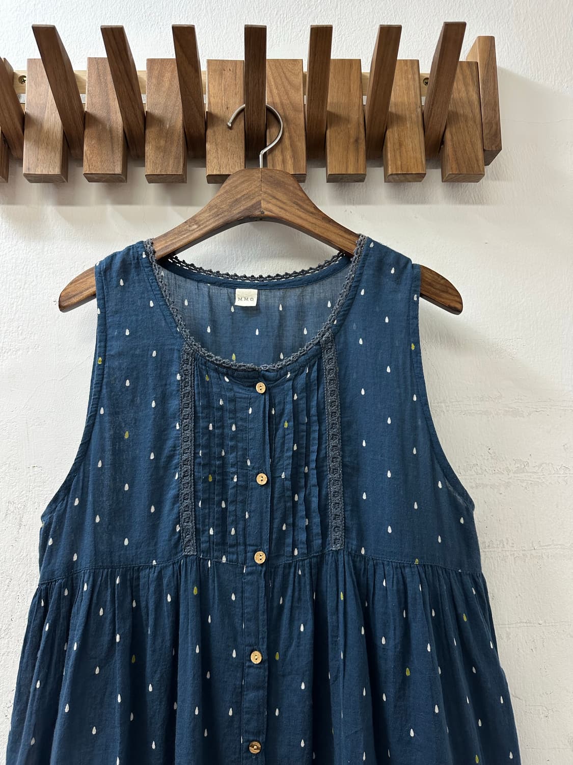 일본빈티지 네이비 핀턱에스닉 자수 우드버튼 레이어드 모리걸 바선생 원피스 상품이미지2