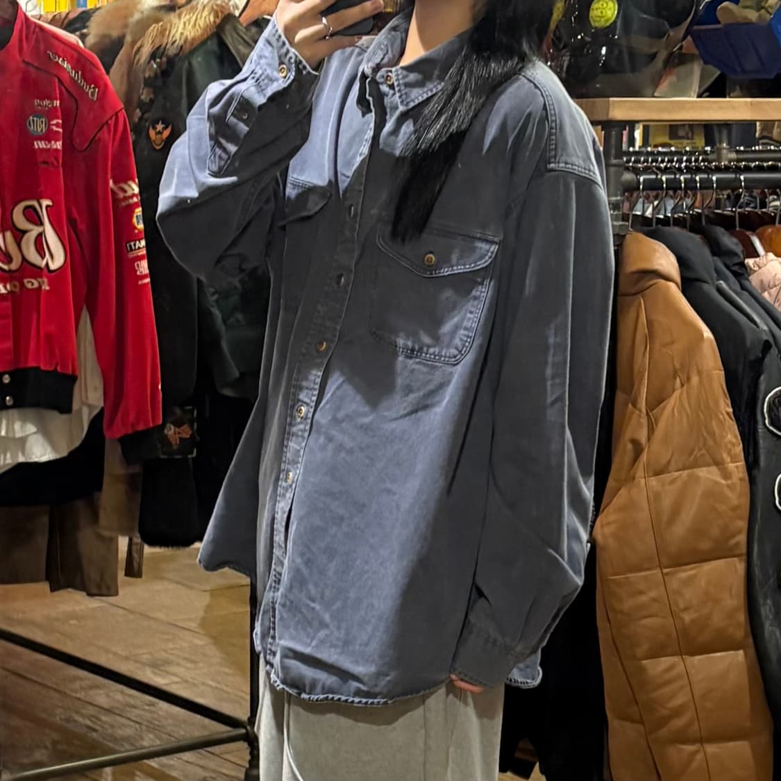 [HI] Carhartt 칼하트 투포켓 데님 긴팔 셔츠 블루그레이 상품이미지3