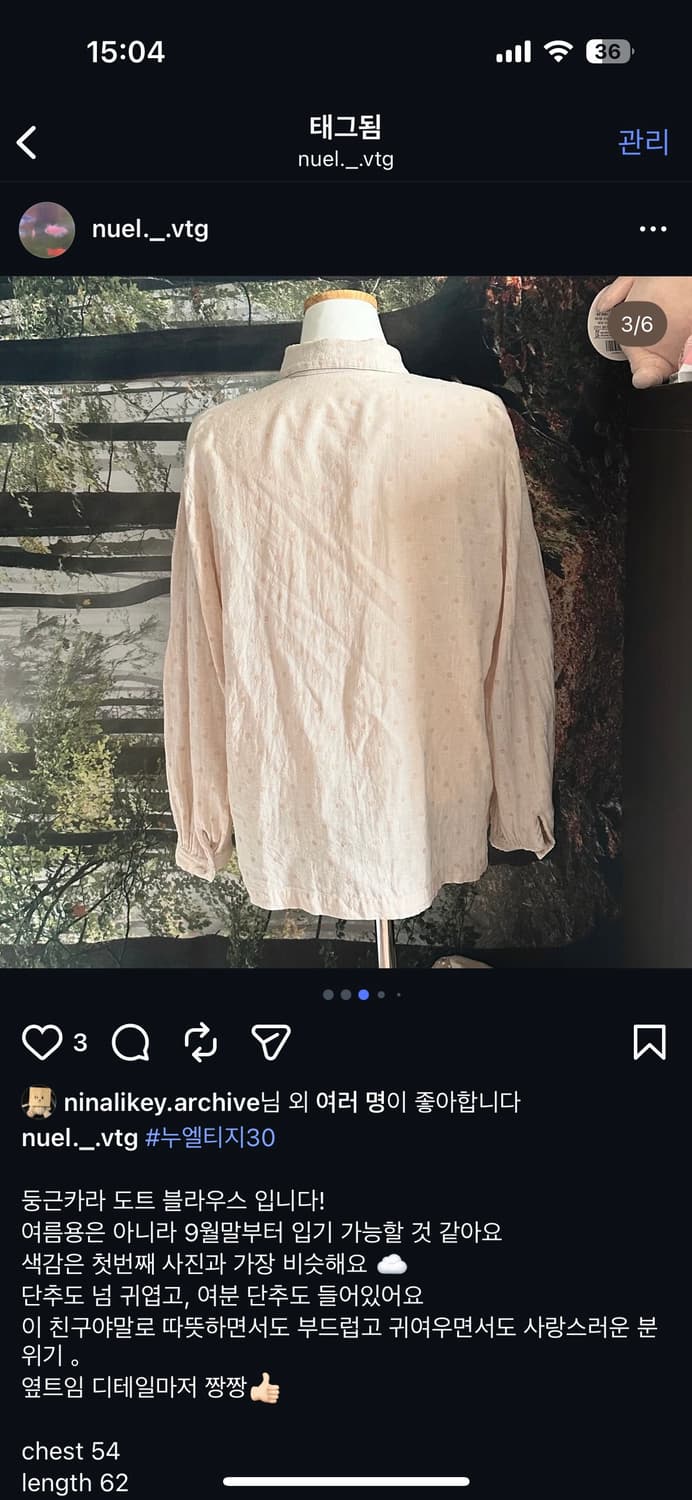 도트 홍콩 블라우스 둥근 카라 모리걸 모리 아오이유우 상품이미지3