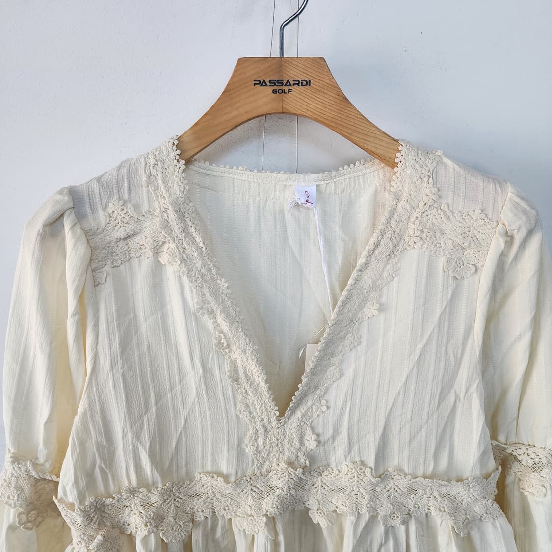 레이스 배색 블라우스 아이보리 상품이미지2