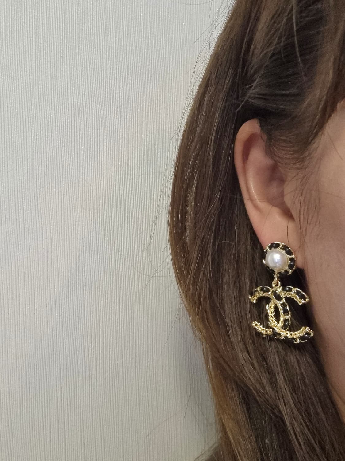 샤넬 업사이클링 금장 체인가죽 드롭 귀걸이 상품이미지6