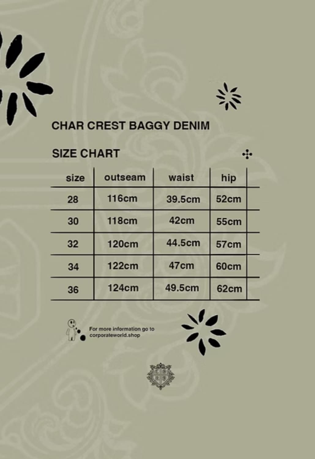 Corporate world char crest baggy denim 상품이미지5