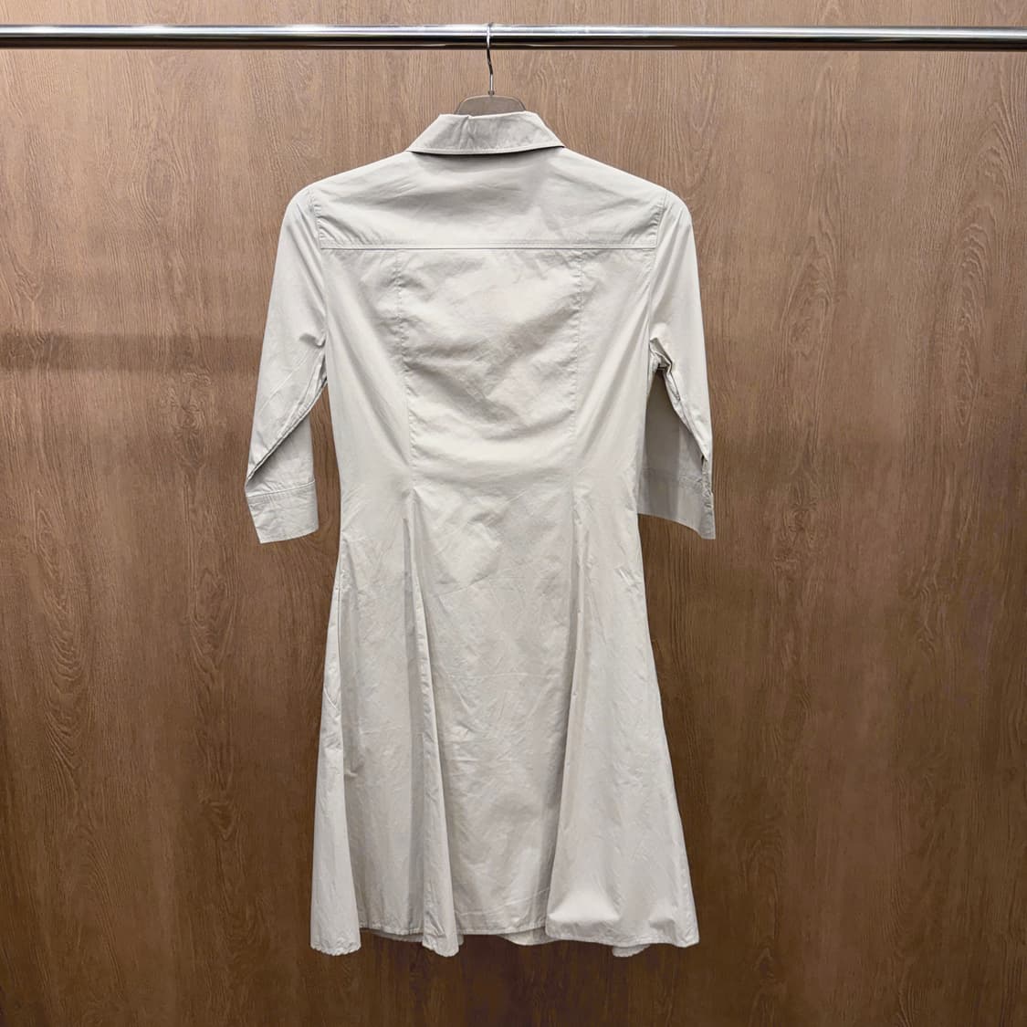 막스마라 위켄드 코튼 셔츠 원피스 프론트 타이 7부 슬리브 디테일 베이지 상품이미지3