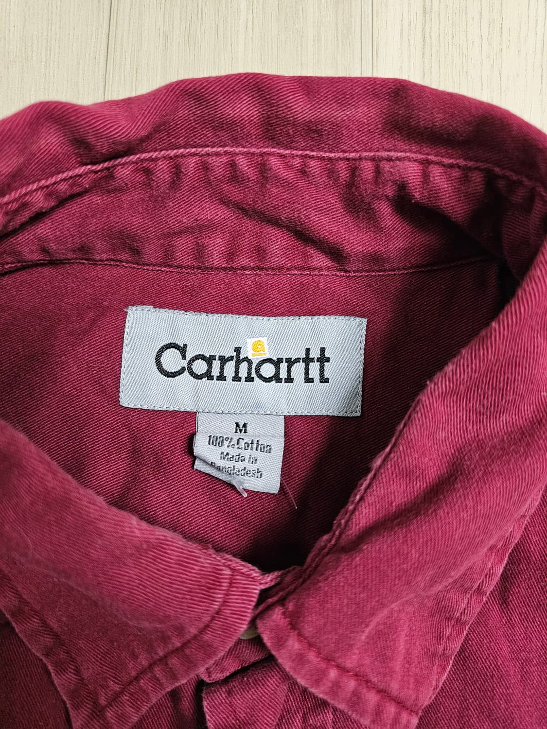 ​[M / 105-110] 칼하트 오리지널 핏 워싱 레드 반팔 워크 셔츠 상품이미지4