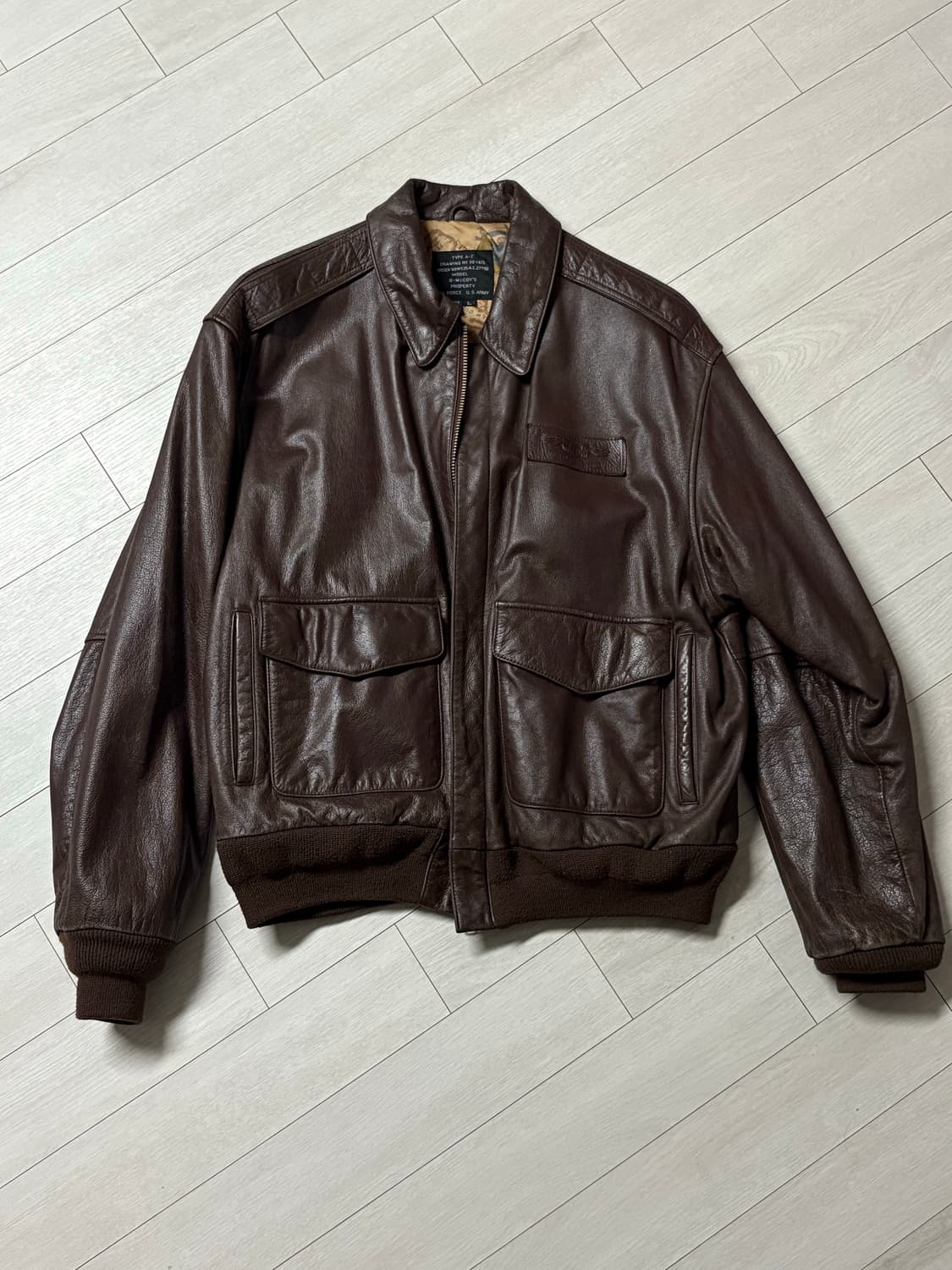 A2 flight leather 카우하이드 레더자켓 브라운 상품이미지2