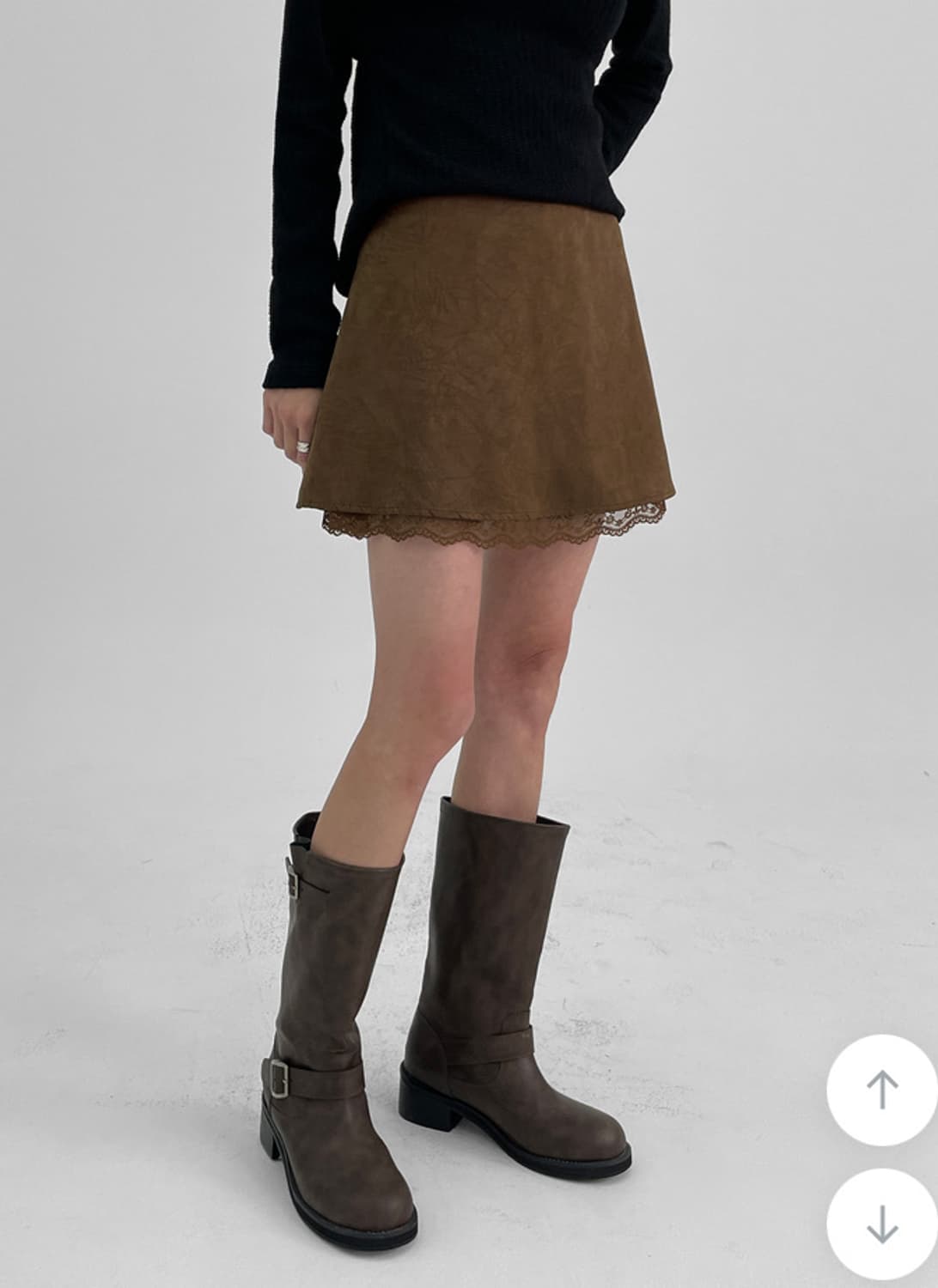 블랙업 MADE 샤리즈 레이스 미니스커트 브라운 상품이미지5